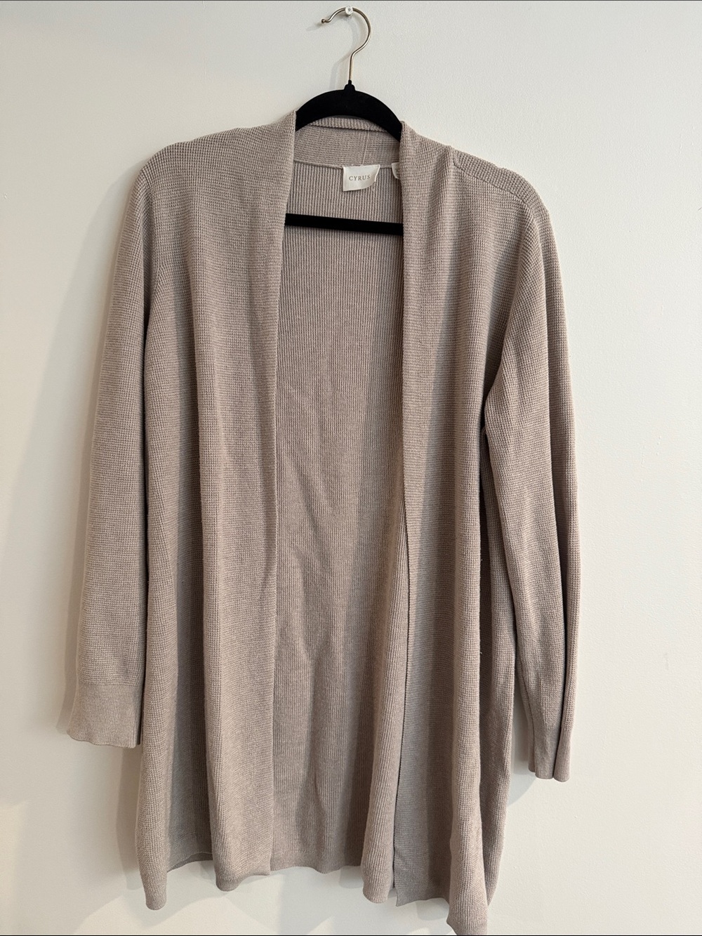 Cyrus Women's Open-Front Cardigan in Light Taupe